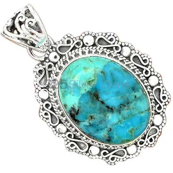 Turquoise Gemstone Pendants In 925 Fine Silver Jewelry 925SP42-1