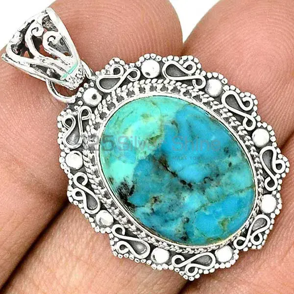 Turquoise Gemstone Pendants In 925 Fine Silver Jewelry 925SP42-1_0