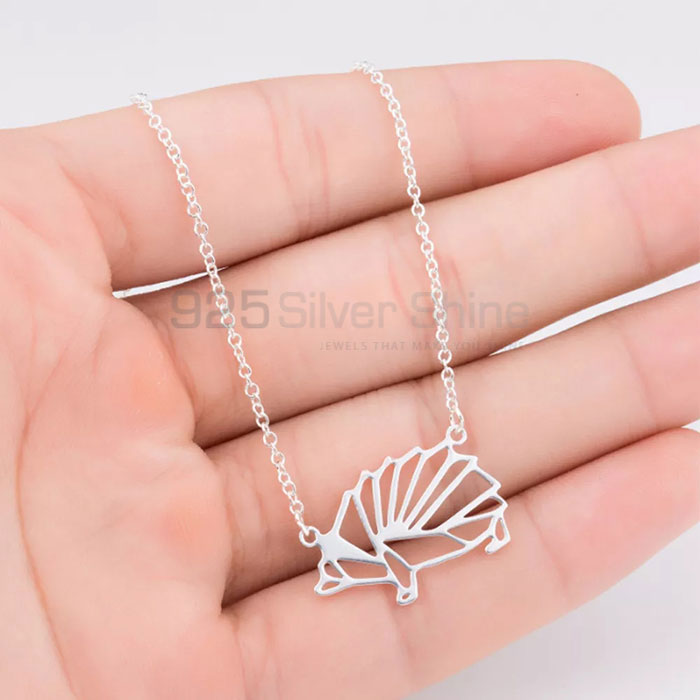 Hollow Hedgehog Necklace, Designer Animal Minimalist Necklace In 925 Sterling Silver AMN125_0