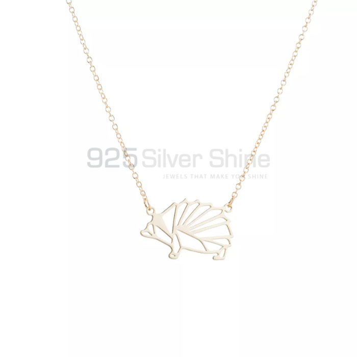 Hollow Hedgehog Necklace, Designer Animal Minimalist Necklace In 925 Sterling Silver AMN125_2