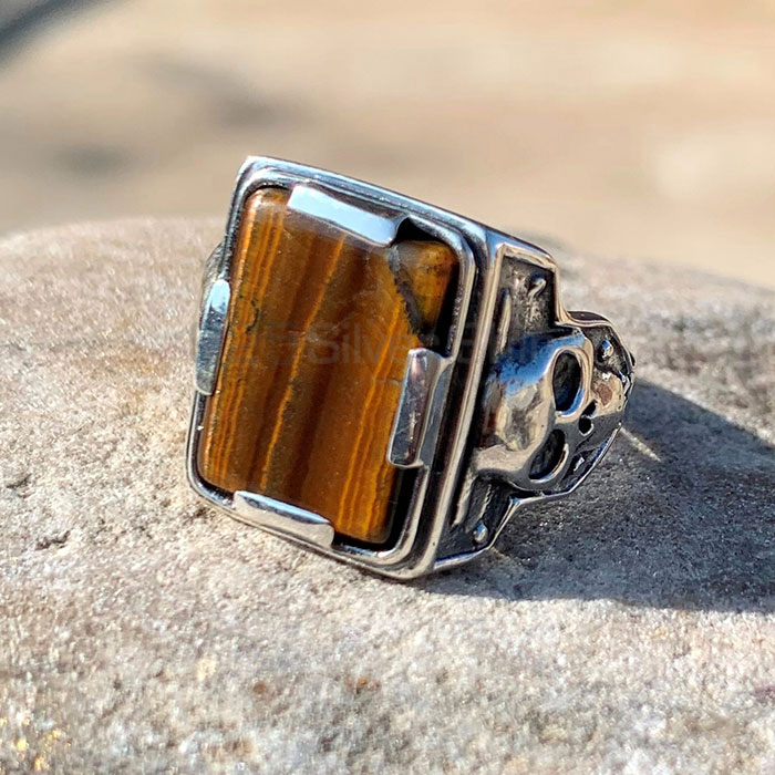 Hollow oxidized Silver Ring In Tiger's Eye Gemstone SSR226