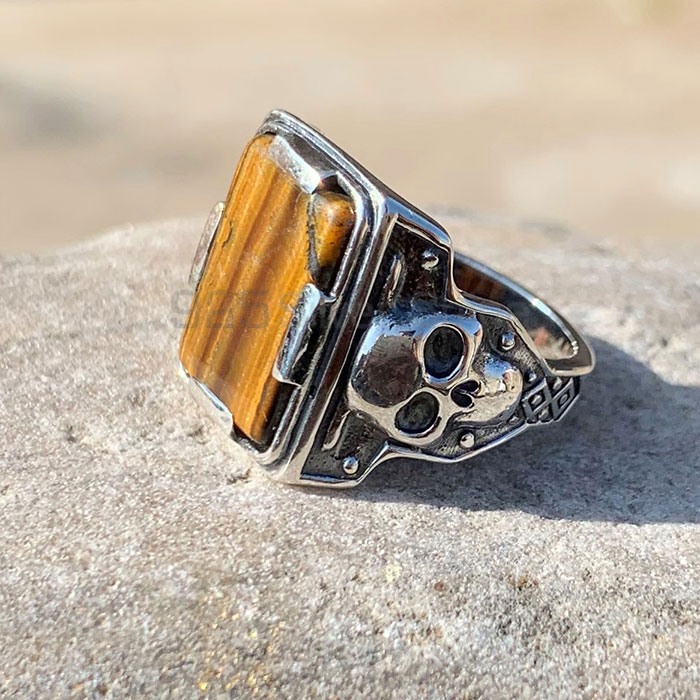 Hollow oxidized Silver Ring In Tiger's Eye Gemstone SSR226_1