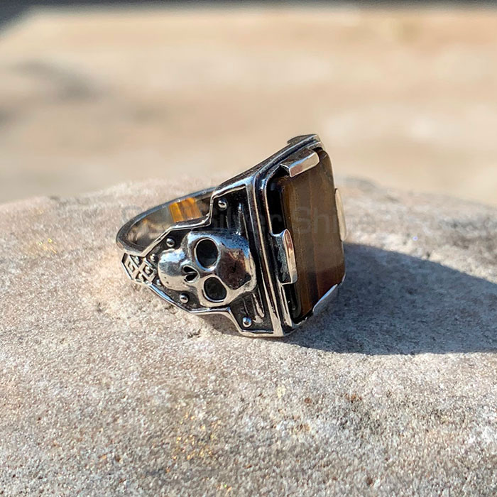 Hollow oxidized Silver Ring In Tiger's Eye Gemstone SSR226_2