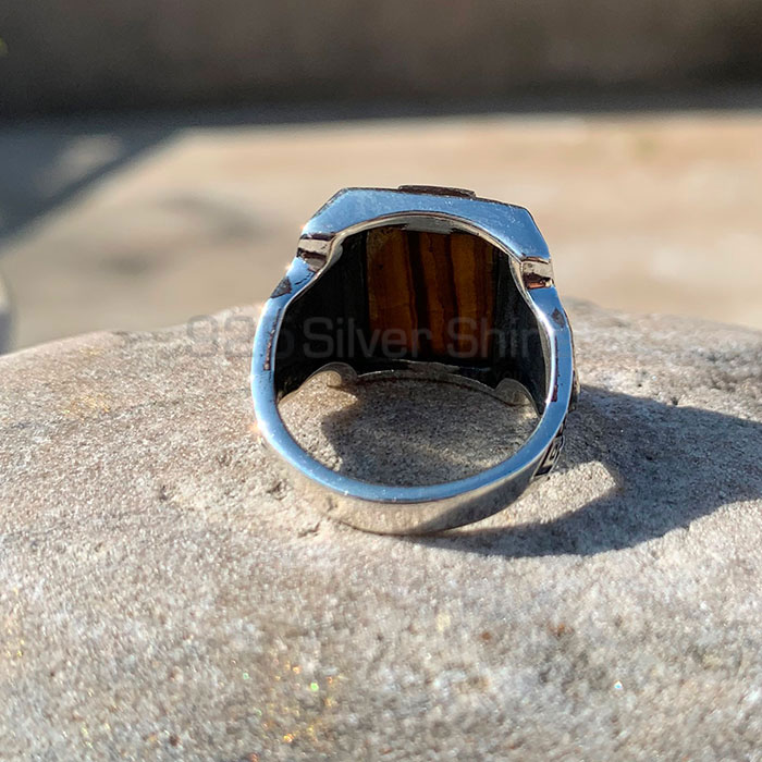 Hollow oxidized Silver Ring In Tiger's Eye Gemstone SSR226_3