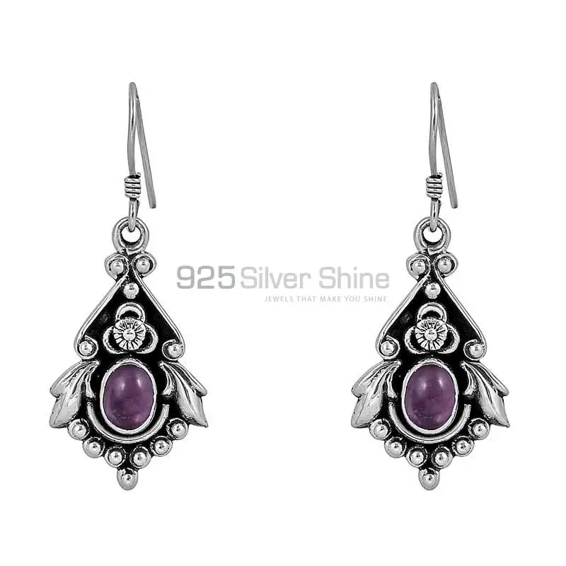 Hot Sale Natural Amethyst Gemstone Earring In 925 Sterling Silver Jewelry 925SE87