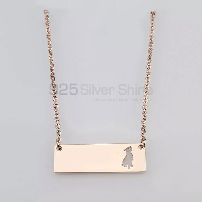 Howling Wolf Bar Necklace, Hand Made Animal Minimalist Necklace In 925 Sterling Silver AMN159_0