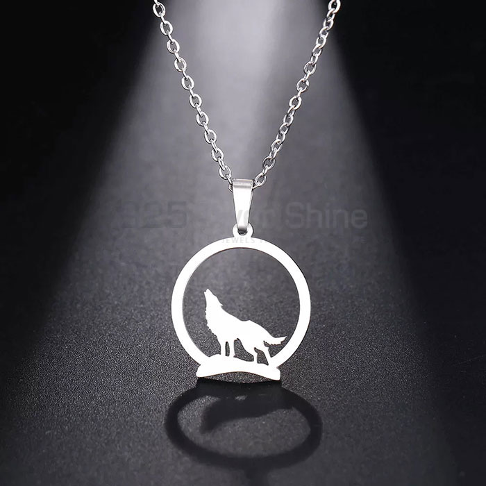 Howling Wolf Necklace, Best Quality Animal Minimalist Necklace In 925 Sterling Silver AMN94
