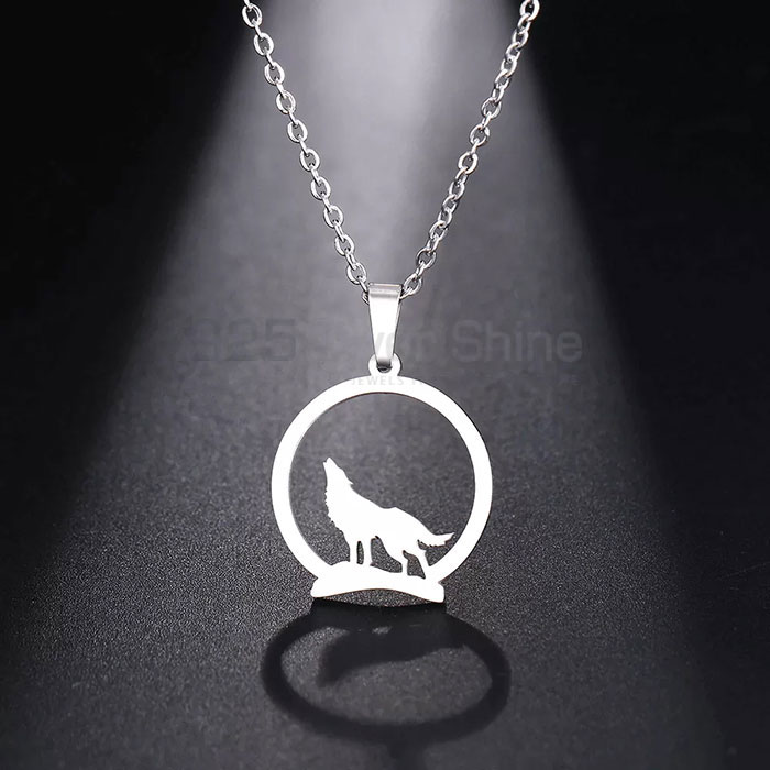 Howling Wolf Necklace, Animal Minimalist Necklace In 925 Sterling Silver AMN94