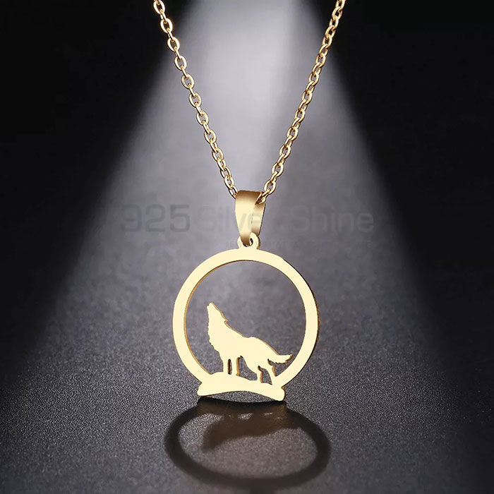 Howling Wolf Necklace, Animal Minimalist Necklace In 925 Sterling Silver AMN94_0