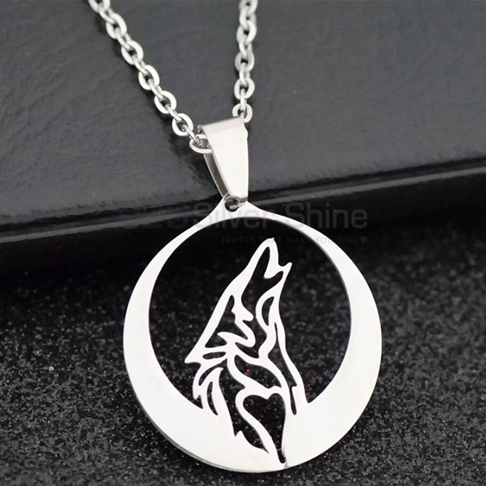 Howling Wolf Necklace, Latest Animal Minimalist Necklace In 925 Sterling Silver AMN136