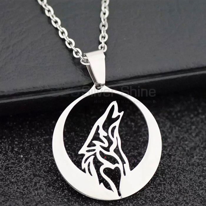 Howling Wolf Necklace, Animal Minimalist Necklace In 925 Sterling Silver AMN136
