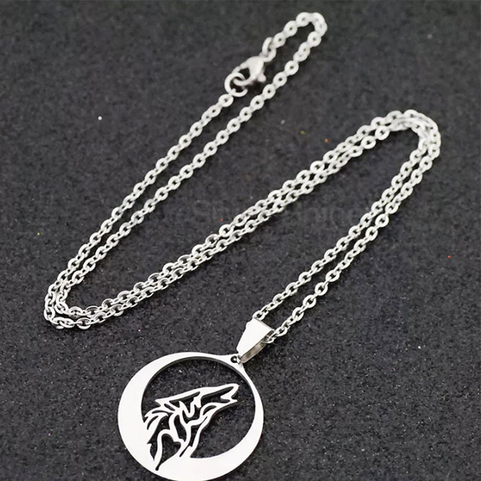 Howling Wolf Necklace, Latest Animal Minimalist Necklace In 925 Sterling Silver AMN136_0