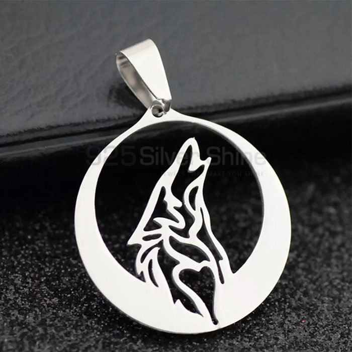 Howling Wolf Necklace, Latest Animal Minimalist Necklace In 925 Sterling Silver AMN136_1