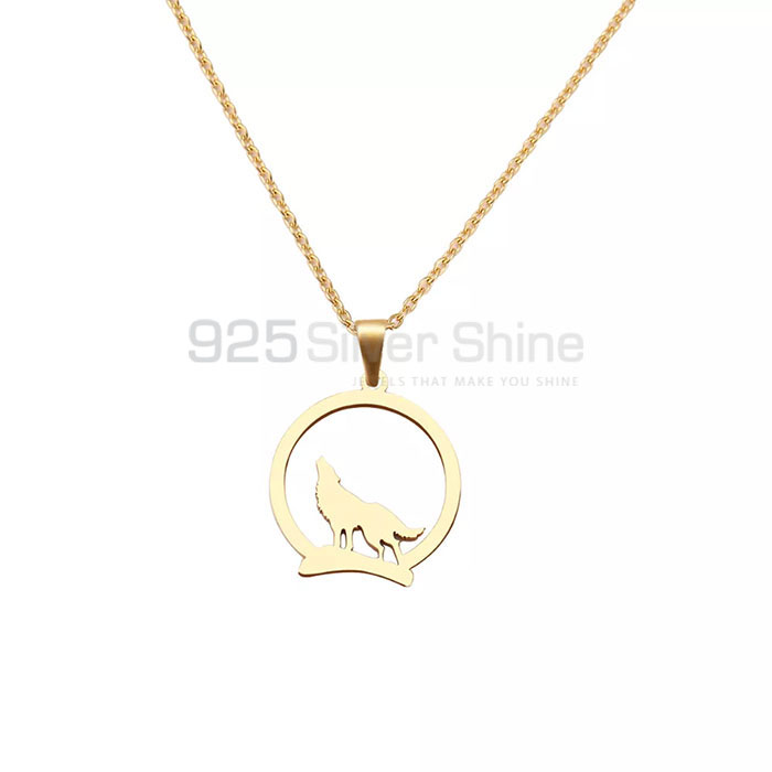 Howling Wolf Necklace, Animal Minimalist Necklace In 925 Sterling Silver AMN135