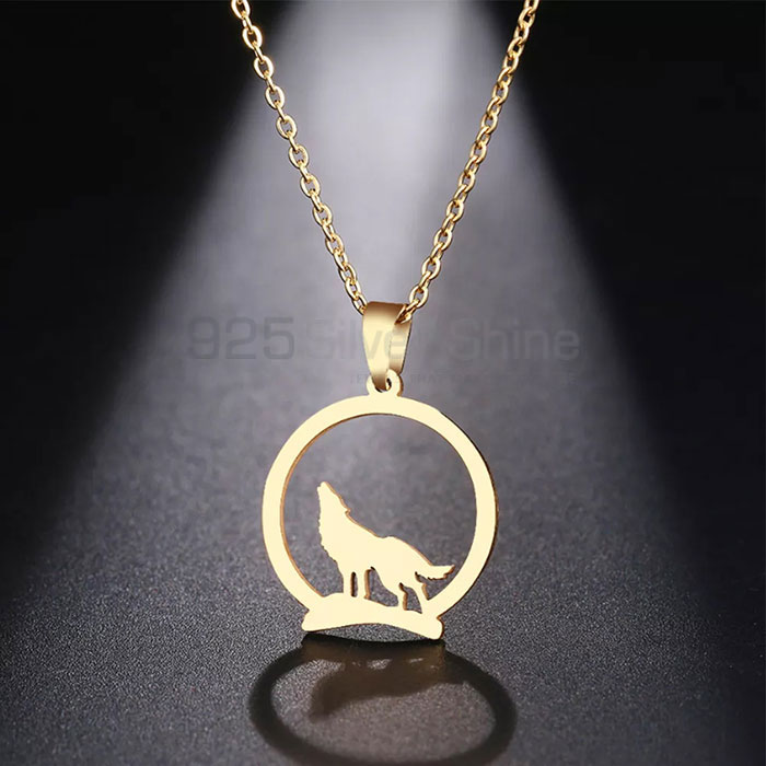 Howling Wolf Necklace, Wide Rang Animal Minimalist Necklace In 925 Sterling Silver AMN135_0
