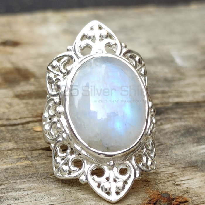 Rainbow Moonstone Ring In 925 Sterling Silver SSR70