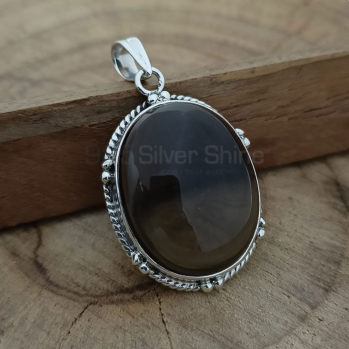 Smoky Quartz Gemstone Pendant In Sterling Silver 925NSP15_1