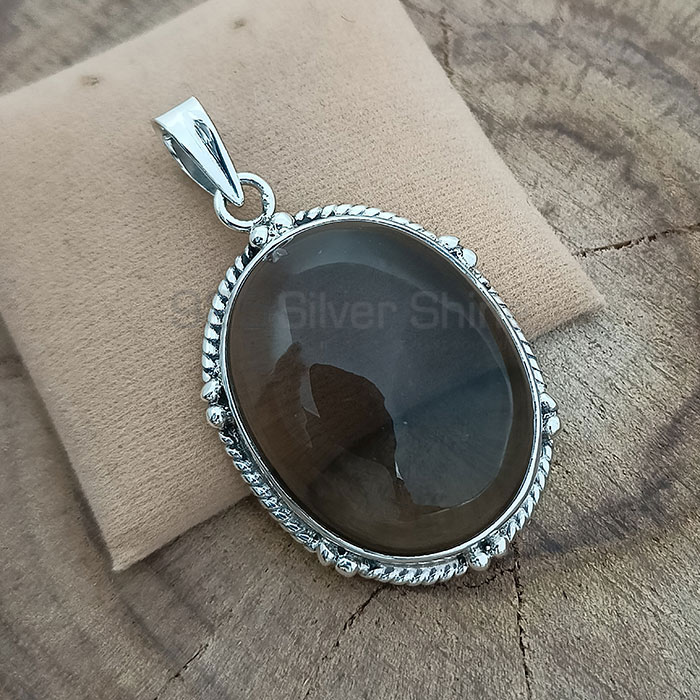 Smoky Quartz Gemstone Pendant In Sterling Silver 925NSP15_3