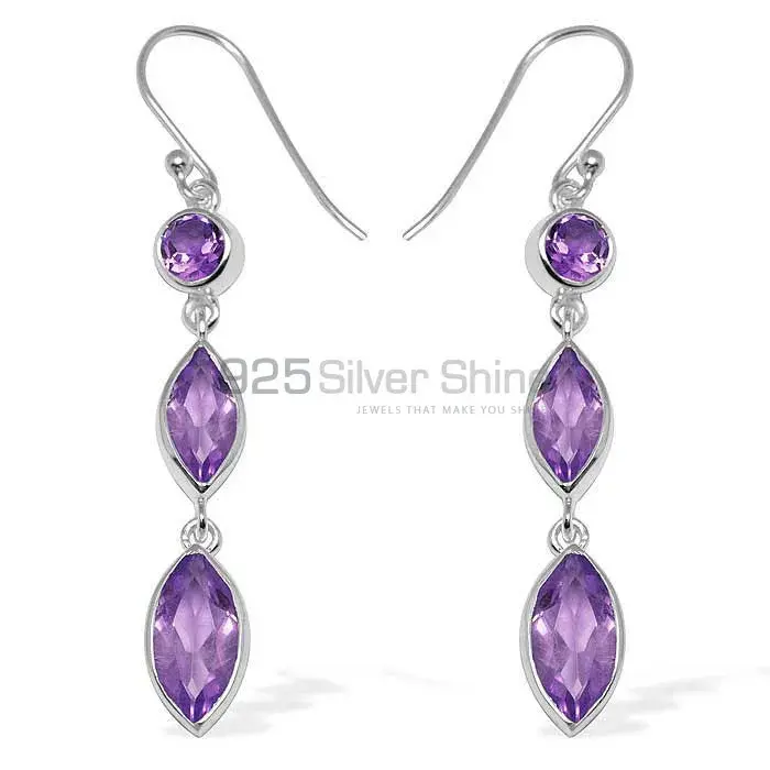 Inexpensive 925 Sterling Silver Earrings In Amethyst Gemstone Jewelry 925SE1145