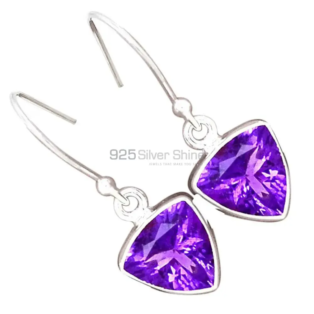 Inexpensive 925 Sterling Silver Earrings In Amethyst Gemstone Jewelry 925SE2695_9