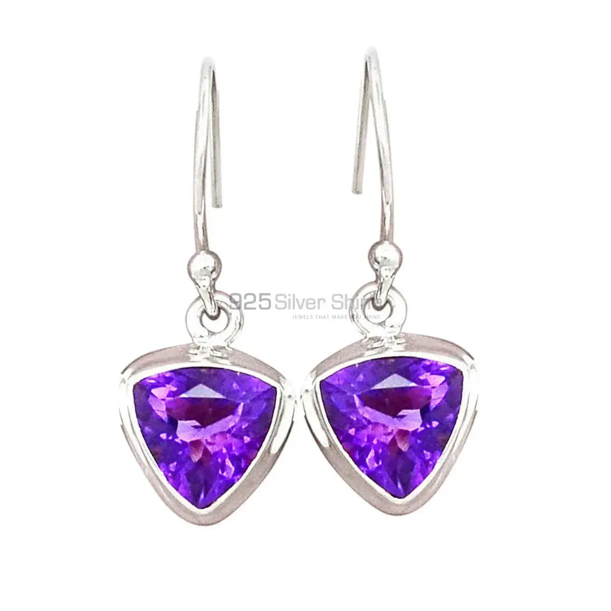 Inexpensive 925 Sterling Silver Earrings In Amethyst Gemstone Jewelry 925SE2695_10