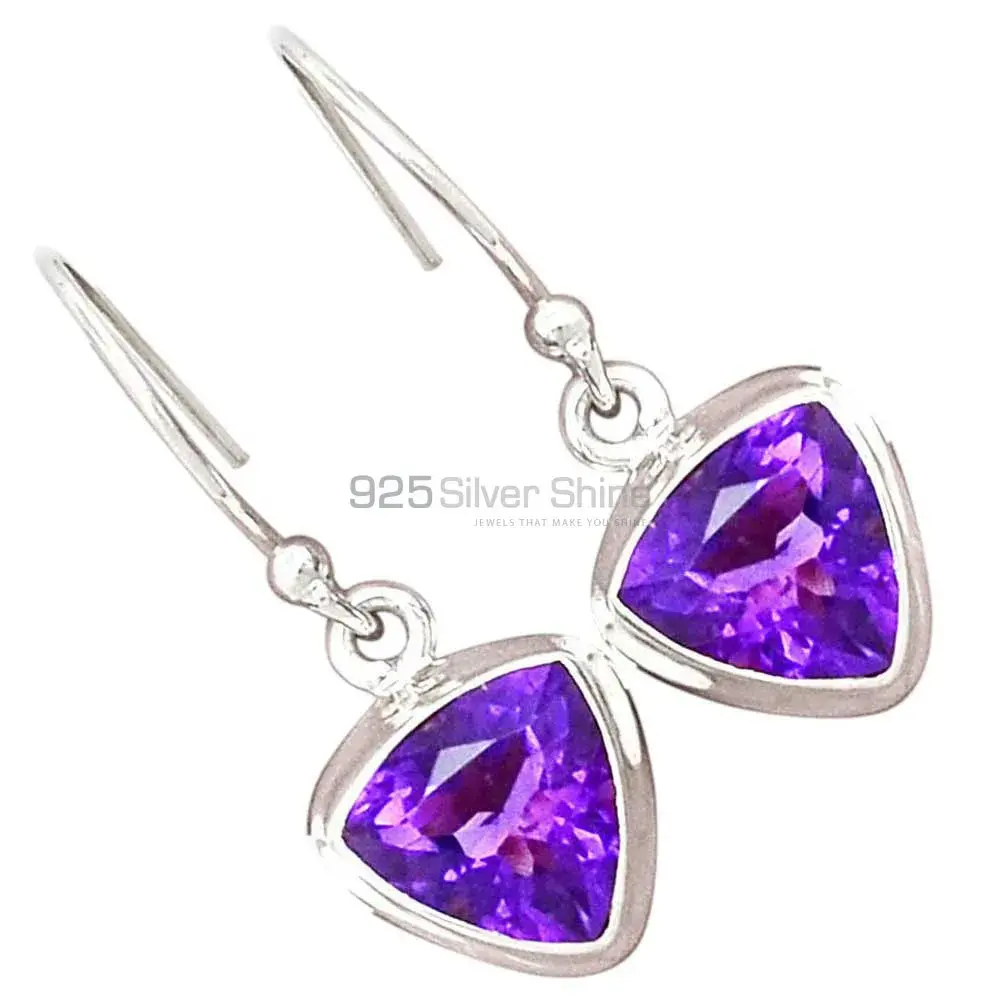 Inexpensive 925 Sterling Silver Earrings In Amethyst Gemstone Jewelry 925SE2695_1