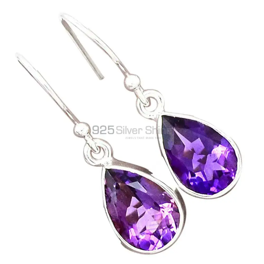 Inexpensive 925 Sterling Silver Earrings In Amethyst Gemstone Jewelry 925SE2695_3