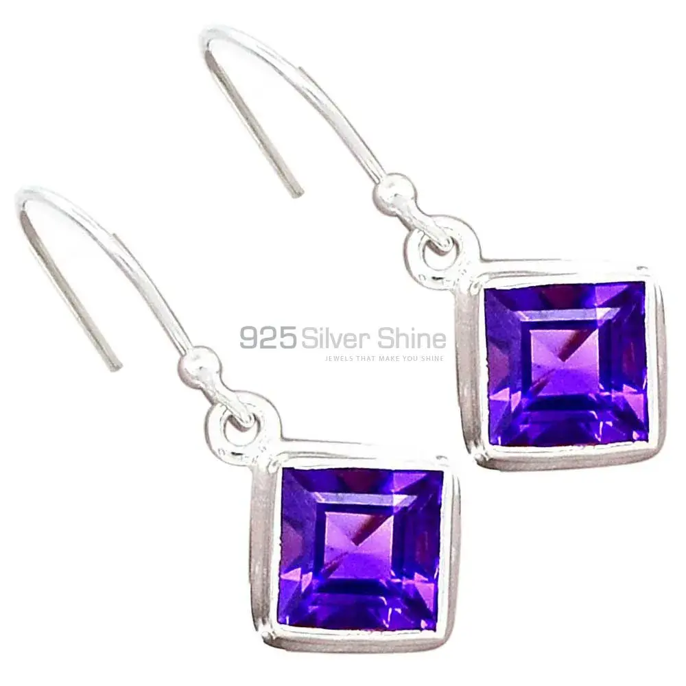 Inexpensive 925 Sterling Silver Earrings In Amethyst Gemstone Jewelry 925SE2695_5
