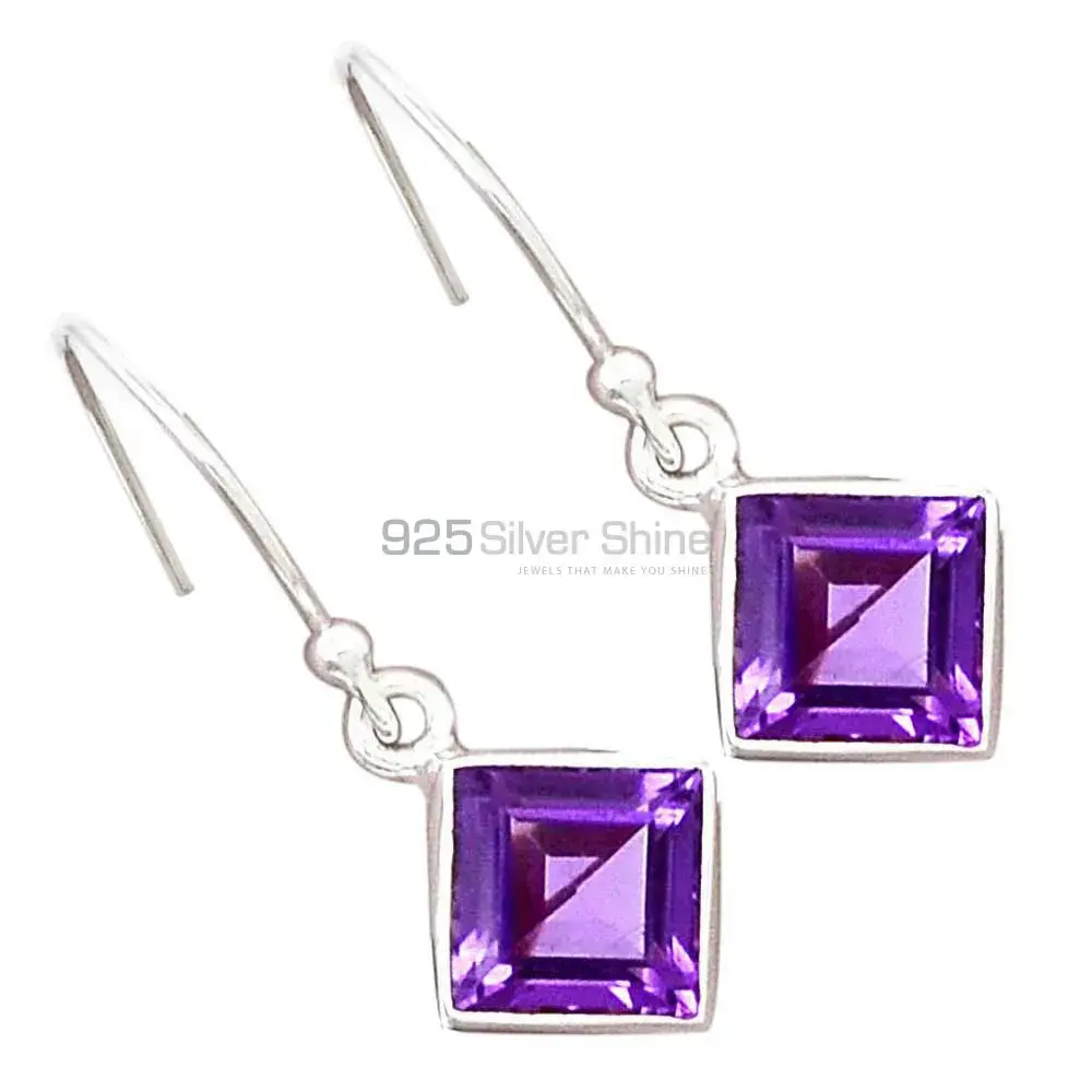 Inexpensive 925 Sterling Silver Earrings In Amethyst Gemstone Jewelry 925SE2695_7