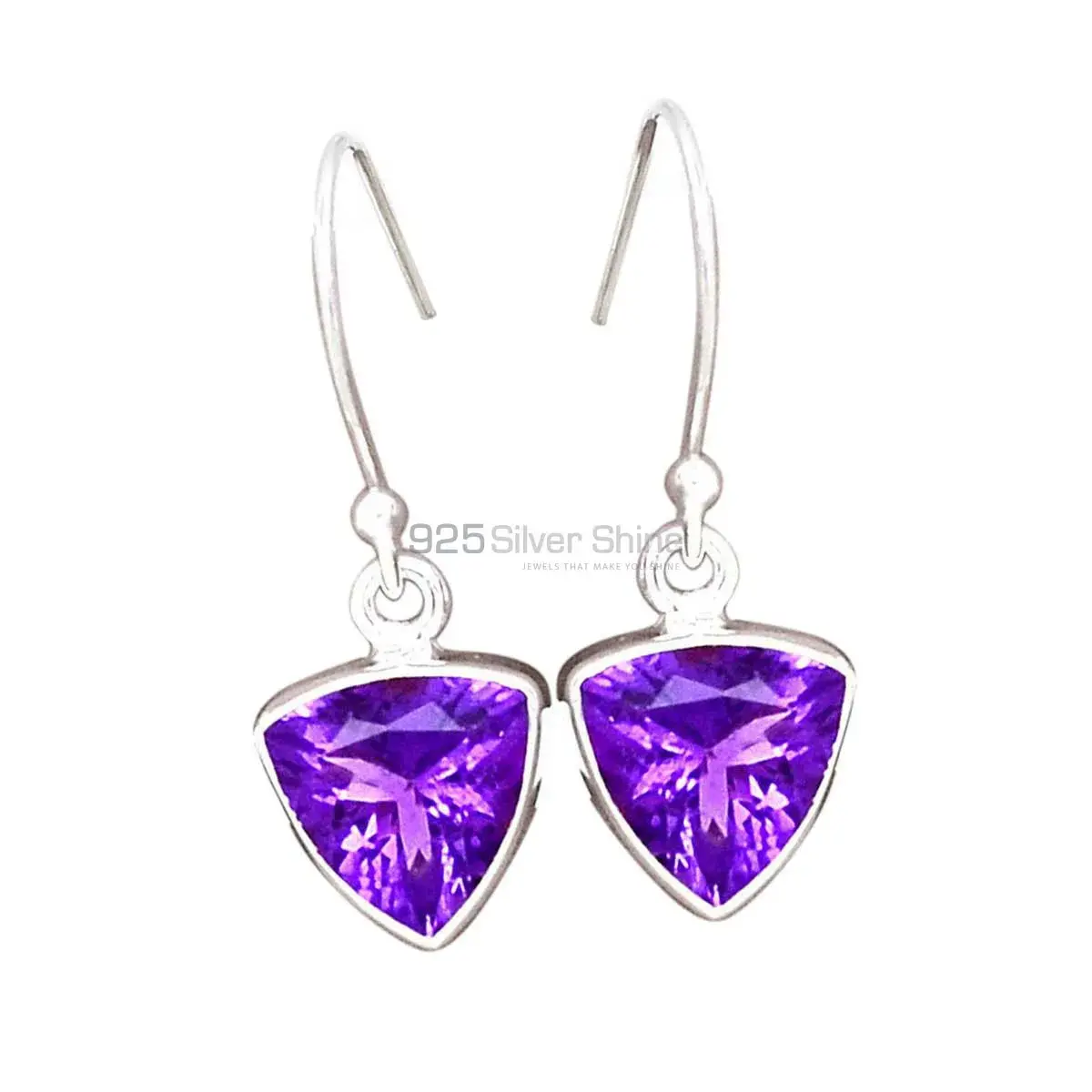 Inexpensive 925 Sterling Silver Earrings In Amethyst Gemstone Jewelry 925SE2695_8