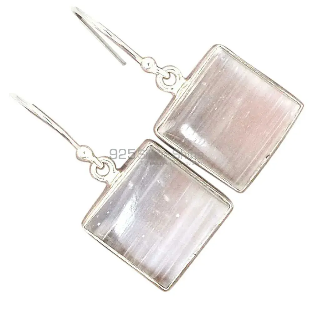 Inexpensive 925 Sterling Silver Earrings In Calcite Gemstone Jewelry 925SE2544_2