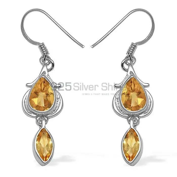 Inexpensive 925 Sterling Silver Earrings In Citrine Gemstone Jewelry 925SE1066