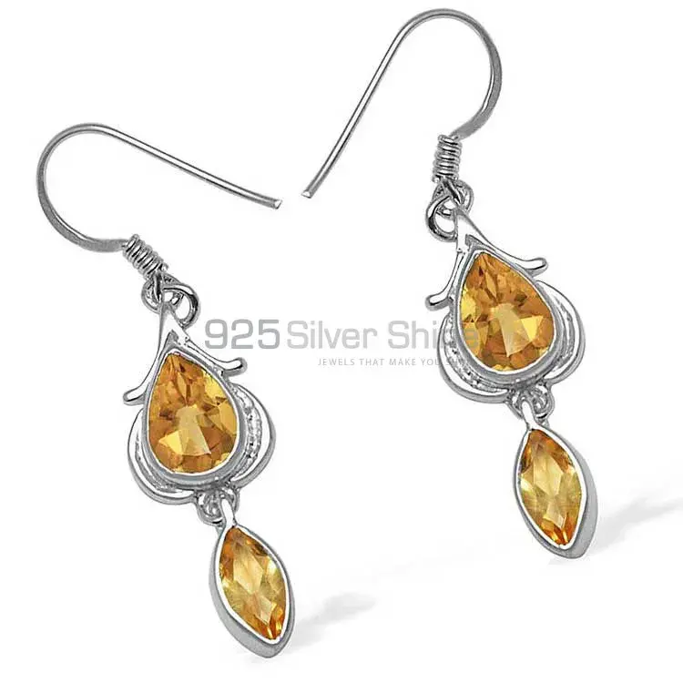 Inexpensive 925 Sterling Silver Earrings In Citrine Gemstone Jewelry 925SE1066_0