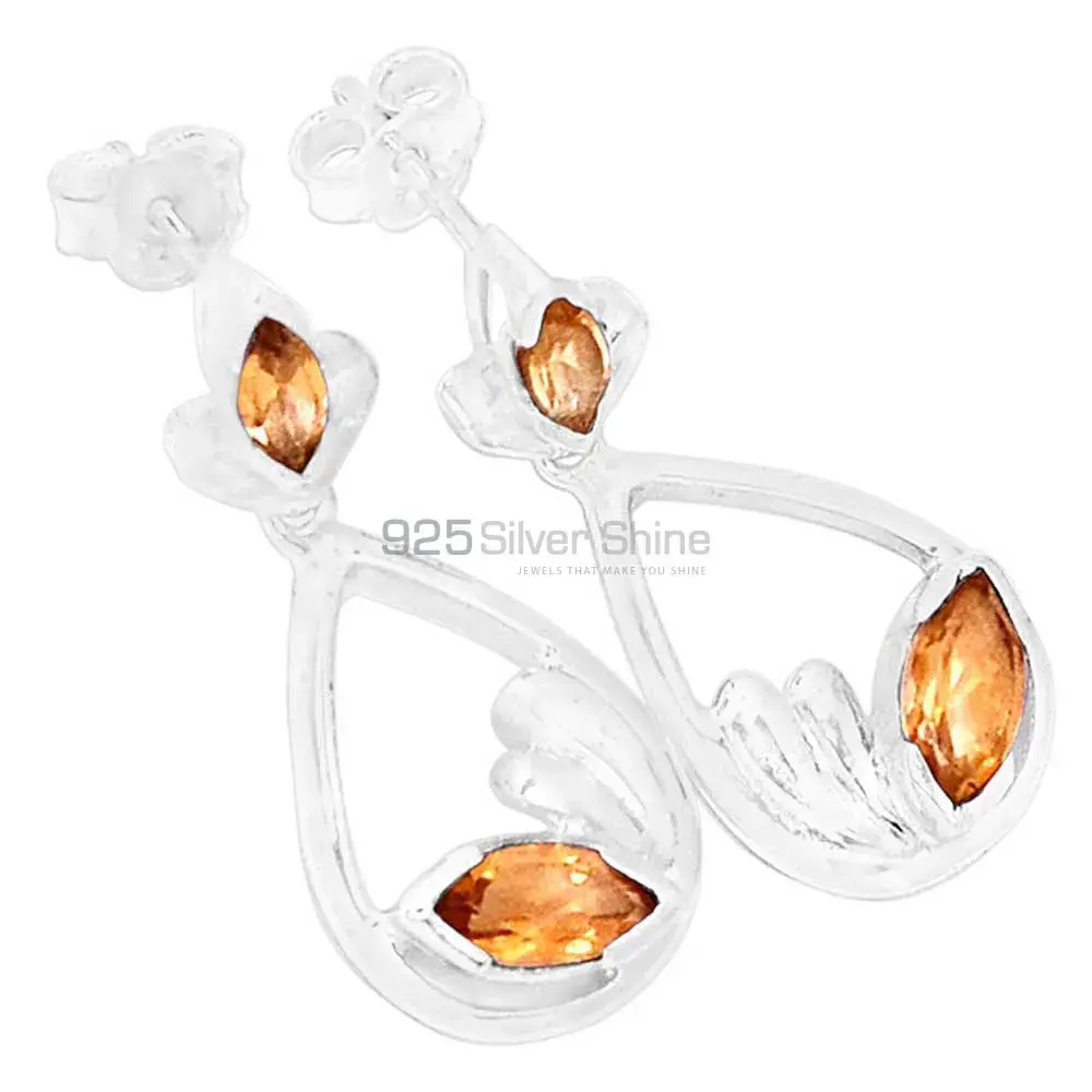 Inexpensive 925 Sterling Silver Earrings In Citrine Gemstone Jewelry 925SE434