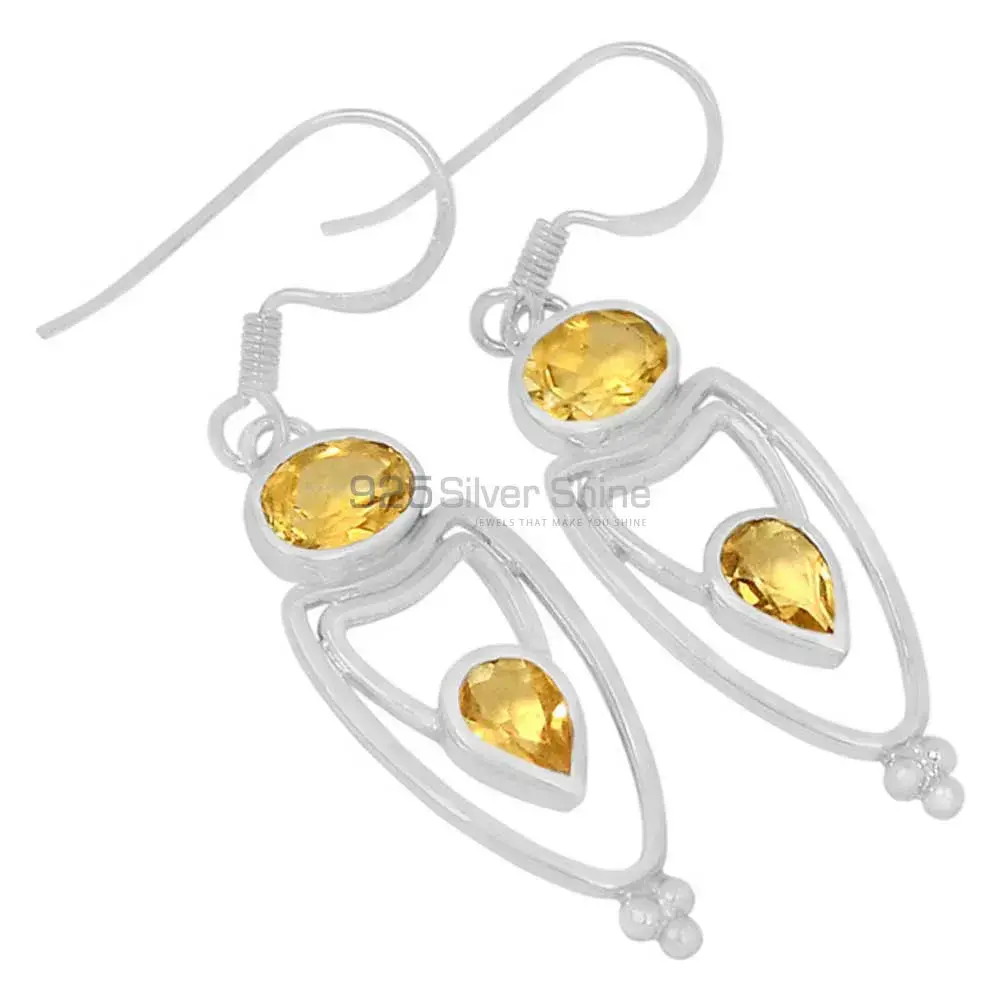 Inexpensive 925 Sterling Silver Earrings In Citrine Gemstone Jewelry 925SE592