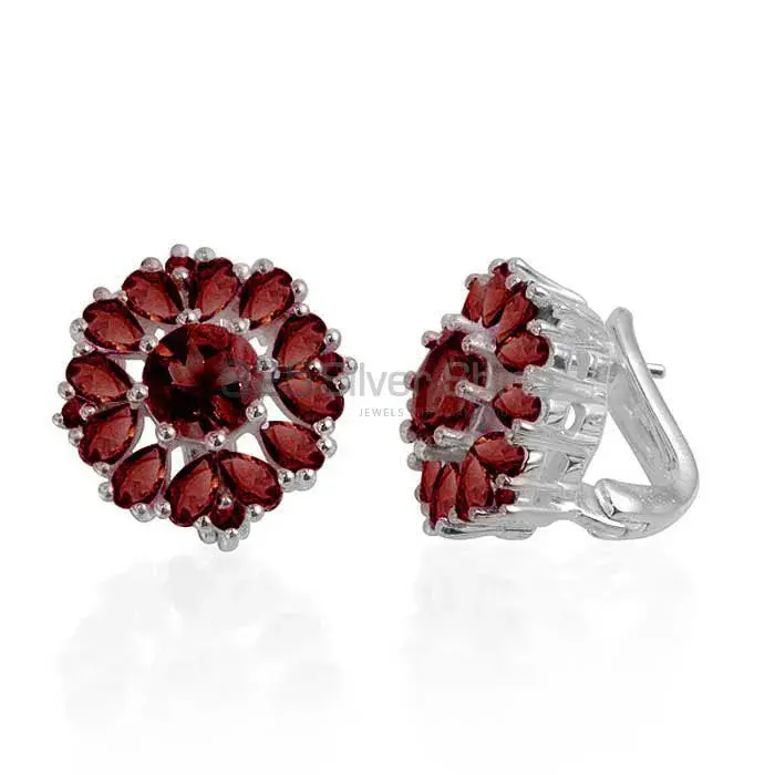 925 Sterling Silver Earrings In Garnet Gemstone Jewelry 925SE987_0