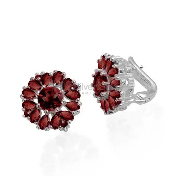 Inexpensive 925 Sterling Silver Earrings In Garnet Gemstone Jewelry 925SE987_0