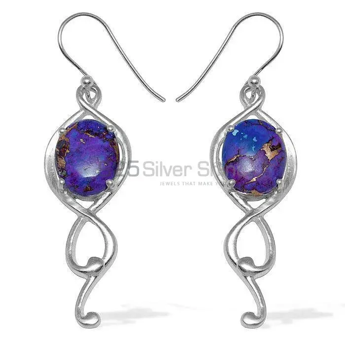 Inexpensive 925 Sterling Silver Earrings In Mohave Copper Turquoise Gemstone Jewelry 925SE829