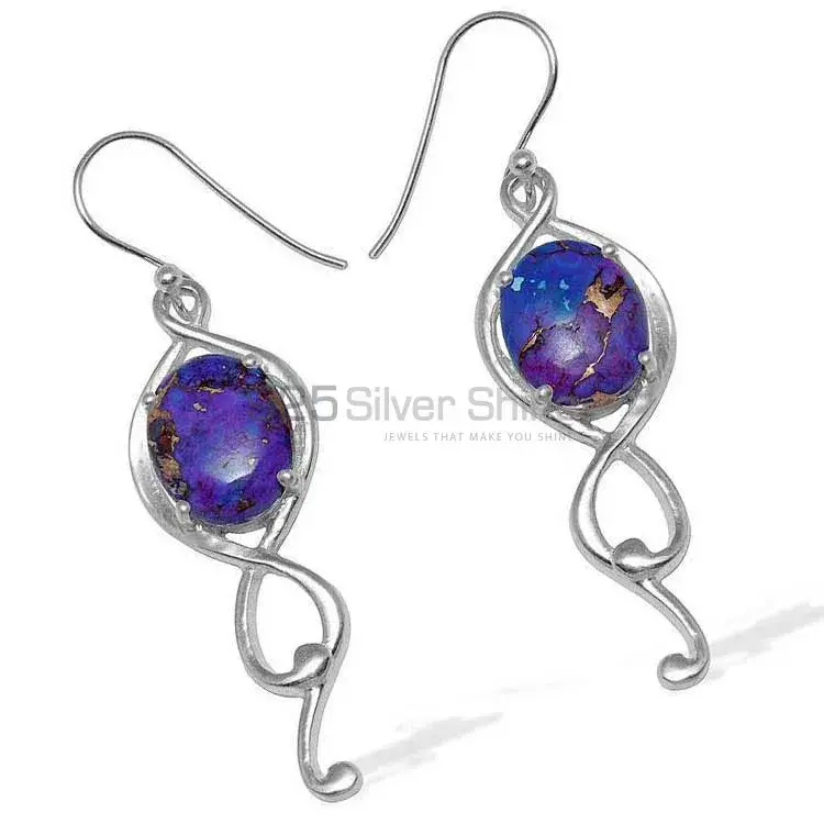 Inexpensive 925 Sterling Silver Earrings In Mohave Copper Turquoise Gemstone Jewelry 925SE829_0