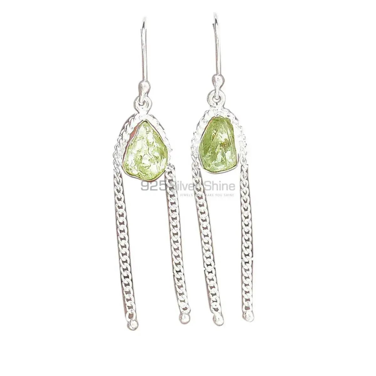 Inexpensive 925 Sterling Silver Earrings In Prehnite Gemstone Jewelry 925SE2070