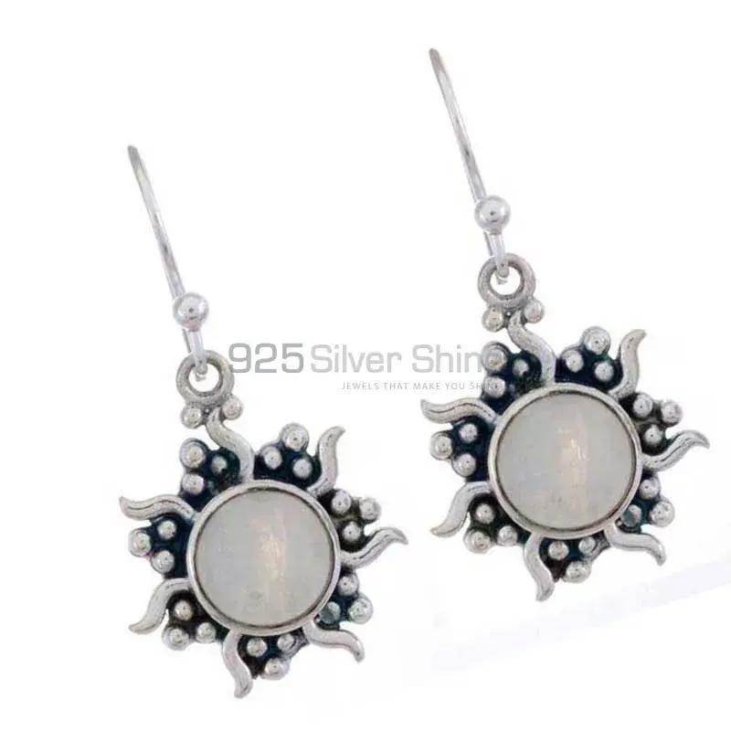 Inexpensive 925 Sterling Silver Earrings In Rainbow Moonstone Jewelry 925SE1215_0