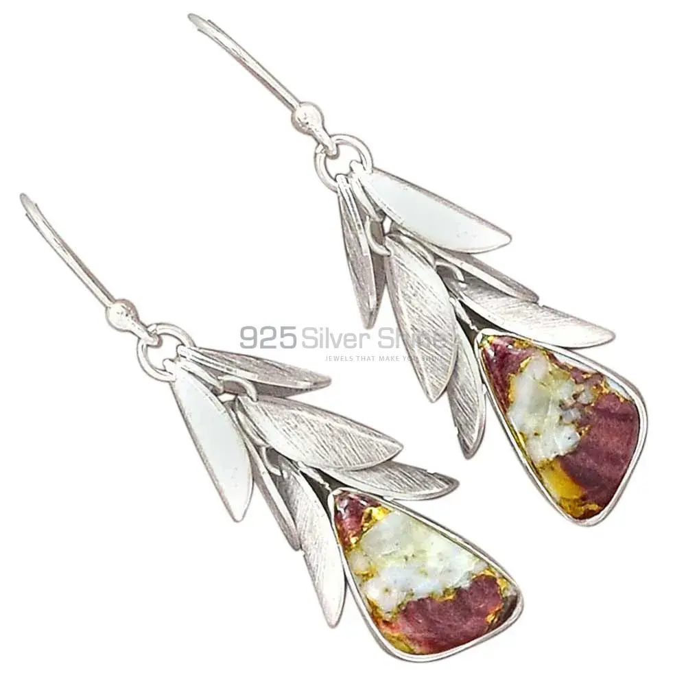 Inexpensive 925 Sterling Silver Earrings In Rhodonite Gemstone Jewelry 925SE3020