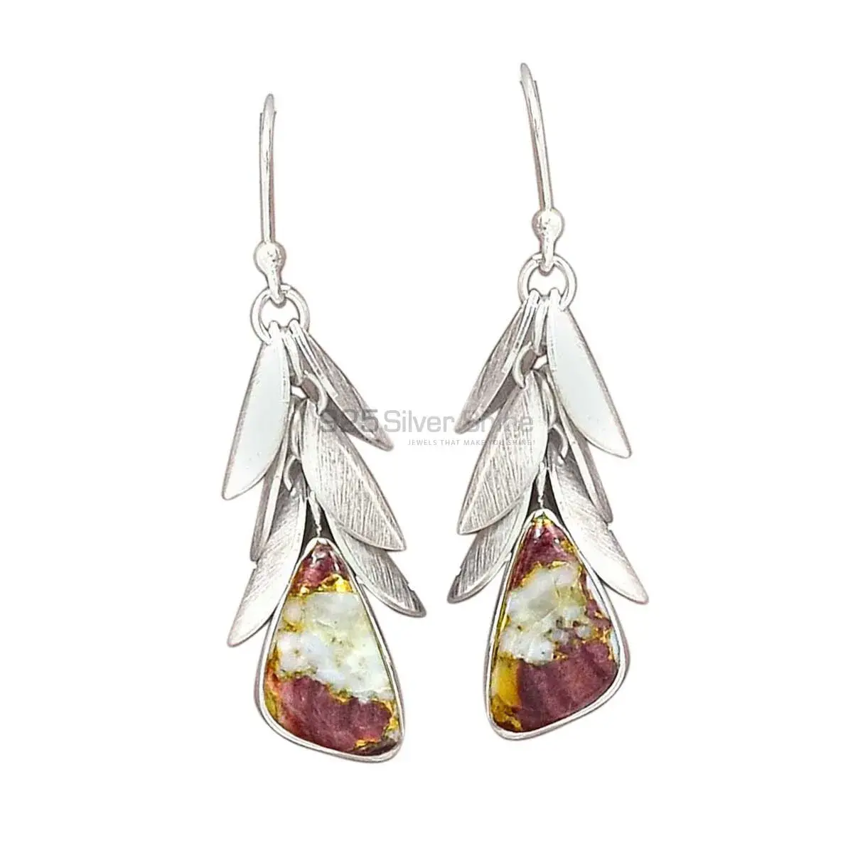 Inexpensive 925 Sterling Silver Earrings In Rhodonite Gemstone Jewelry 925SE3020_1