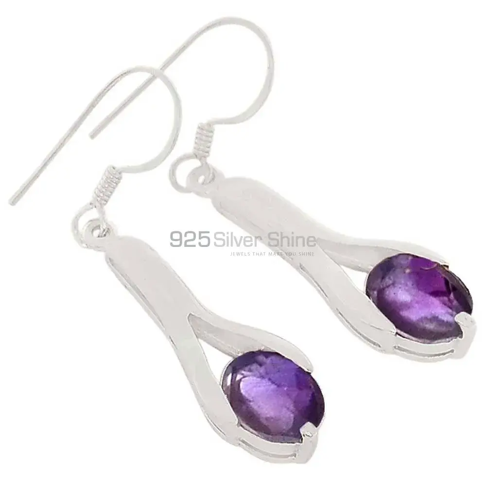 925 Sterling Silver Earrings In Amethyst Gemstone Jewelry 925SE365_0