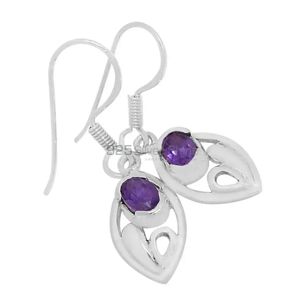 925 Sterling Silver Earrings In Amethyst Gemstone Jewelry 925SE602