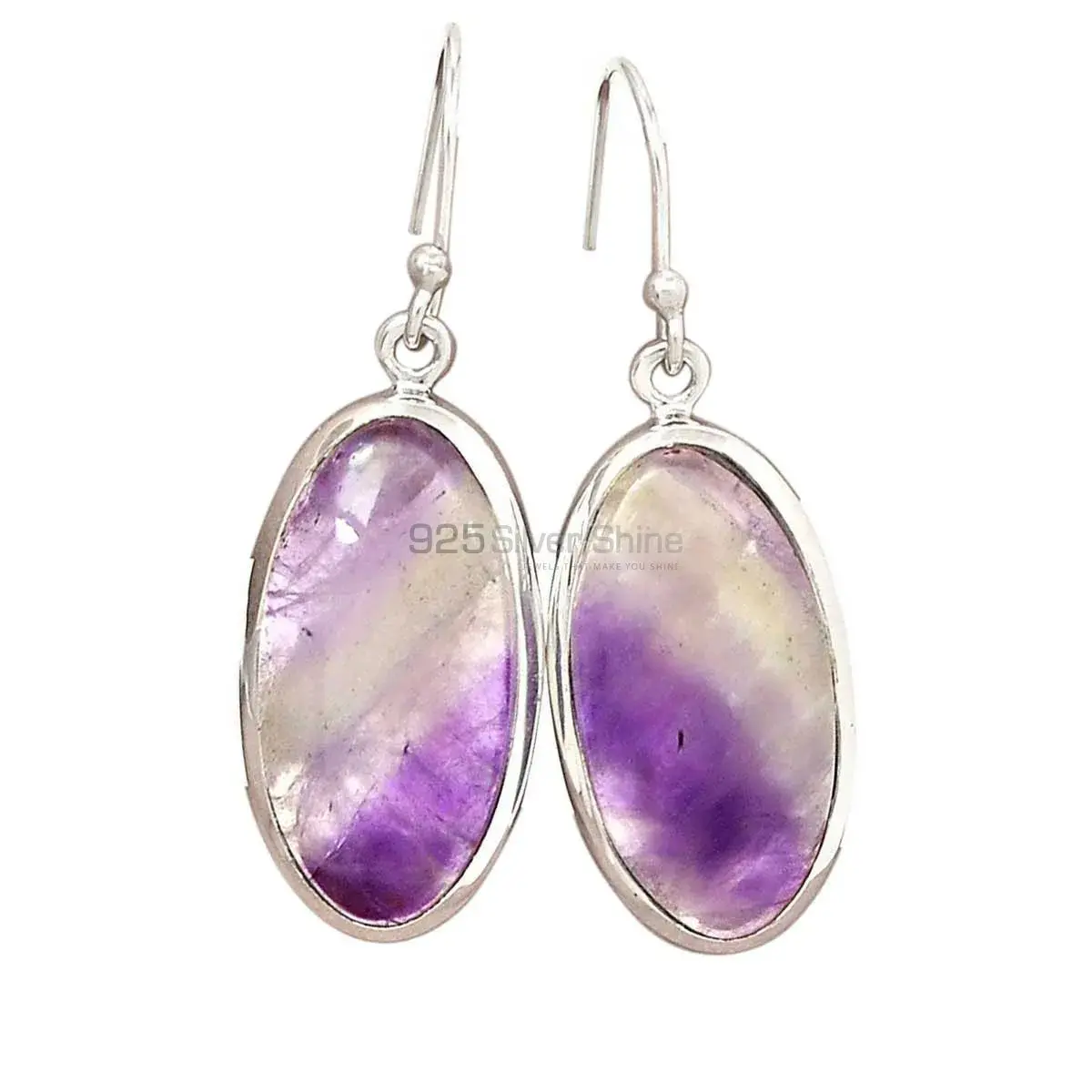 Inexpensive 925 Sterling Silver Earrings Wholesaler In Amethyst Lace agate Gemstone Jewelry 925SE2705
