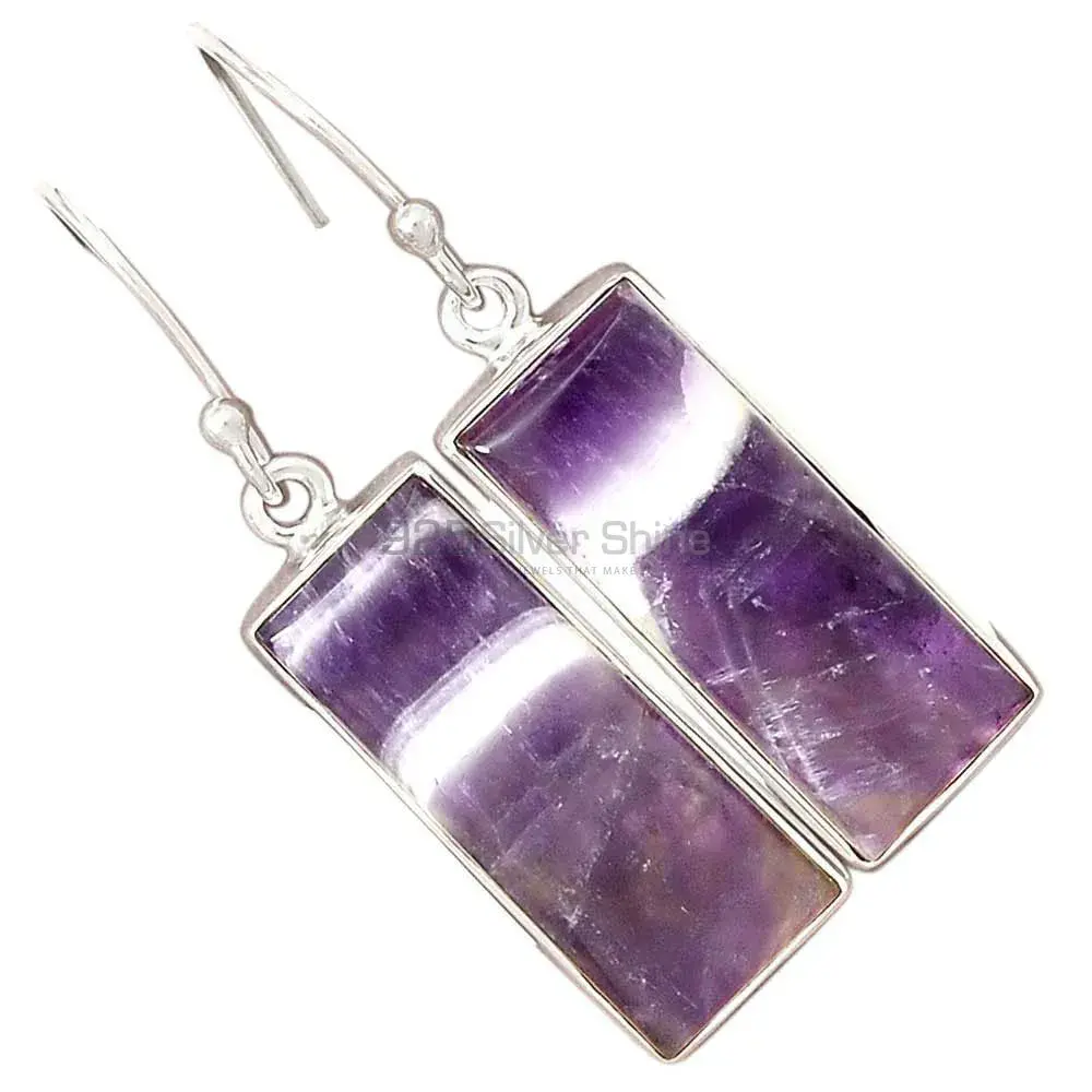 925 Sterling Silver Earrings In Amethyst Lace agate Gemstone Jewelry 925SE2705_2