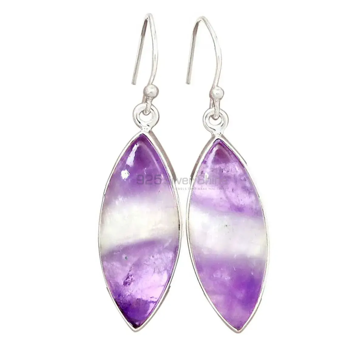 Inexpensive 925 Sterling Silver Earrings Wholesaler In Amethyst Lace agate Gemstone Jewelry 925SE2705_2