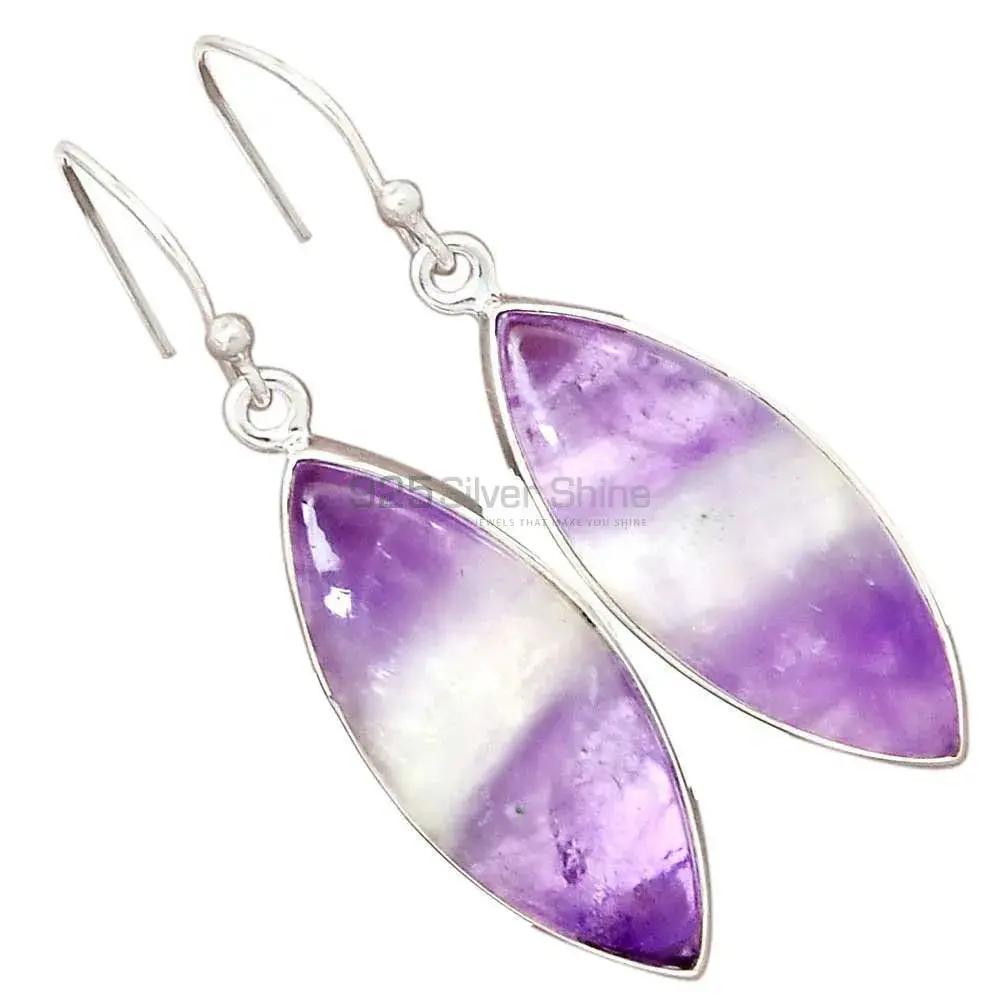 925 Sterling Silver Earrings In Amethyst Lace agate Gemstone Jewelry 925SE2705_4