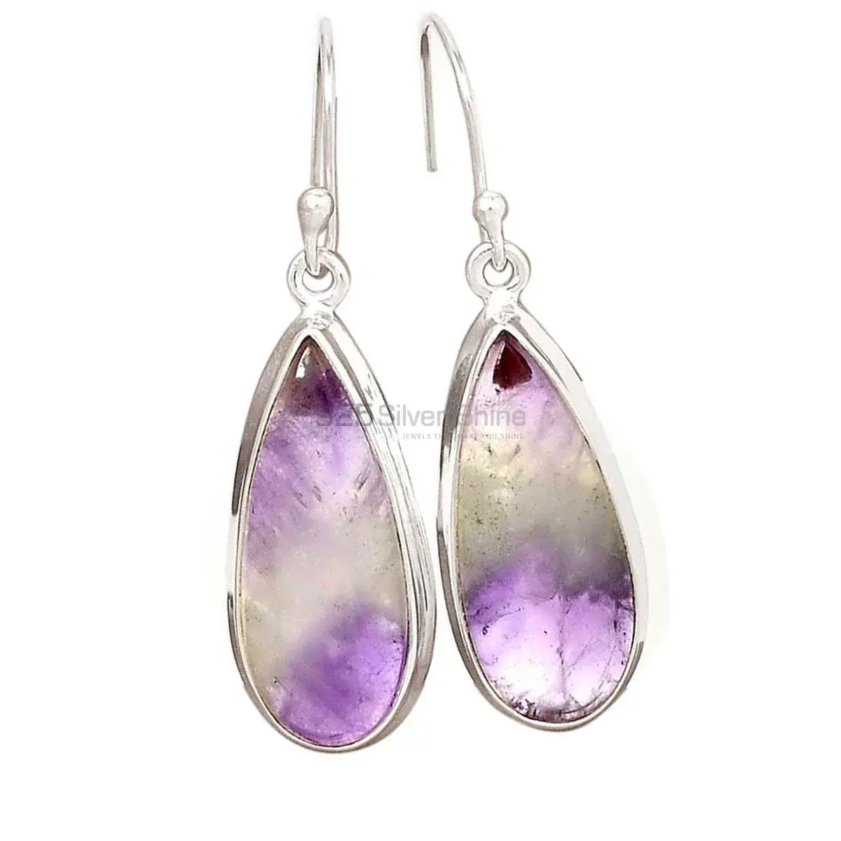 Inexpensive 925 Sterling Silver Earrings Wholesaler In Amethyst Lace agate Gemstone Jewelry 925SE2705_4